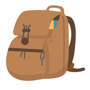 Animated icon of a brown backpack