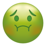 A green faced emoji looks like it is ready to vomit