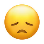 Emoji with closed drooping eyes and a sad mouth