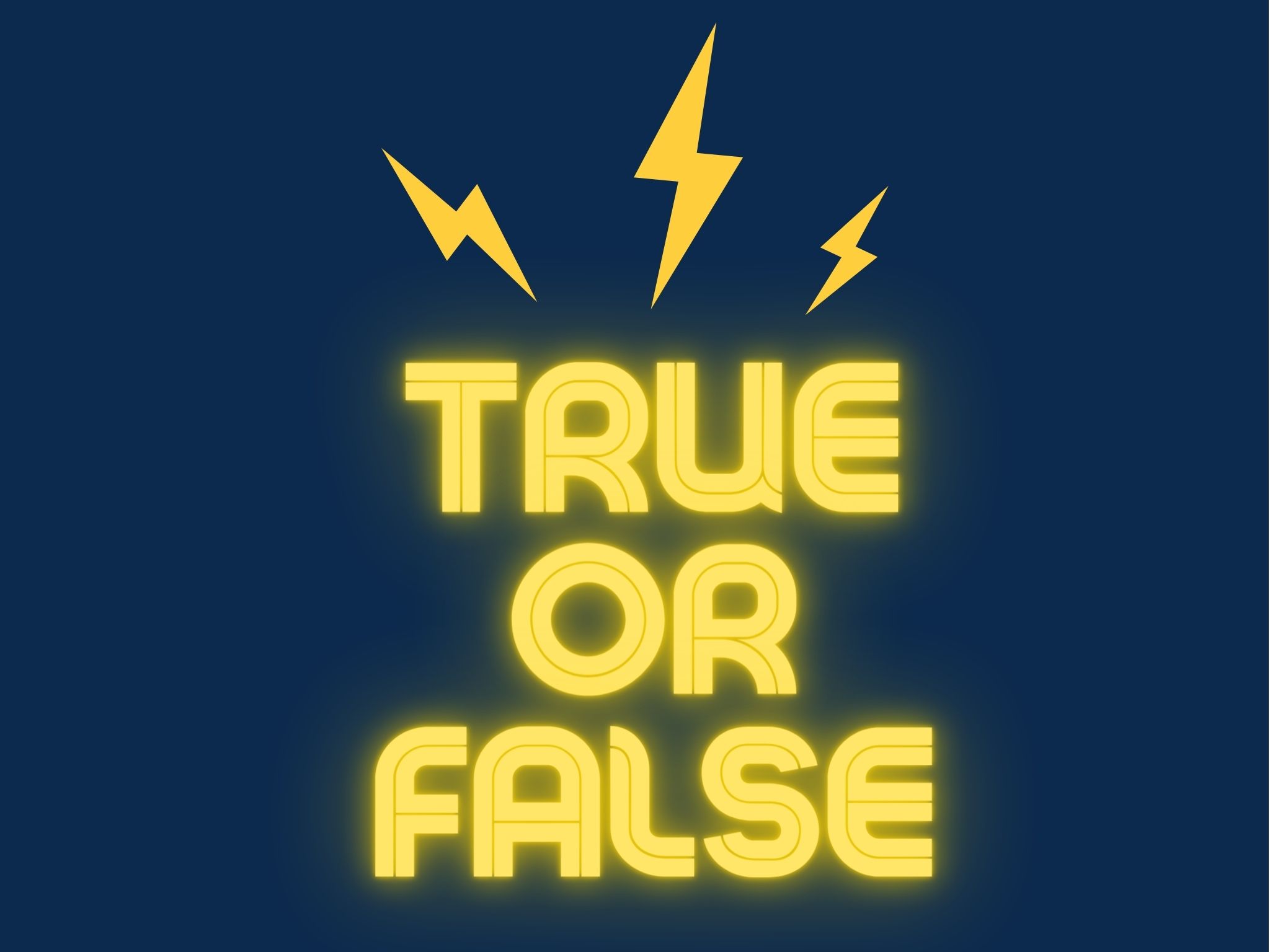 Image shows animated lightning bolts and says true or false