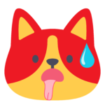 icon shows an animated dog that is red, has a drop of sweat and has its tongue sticking out