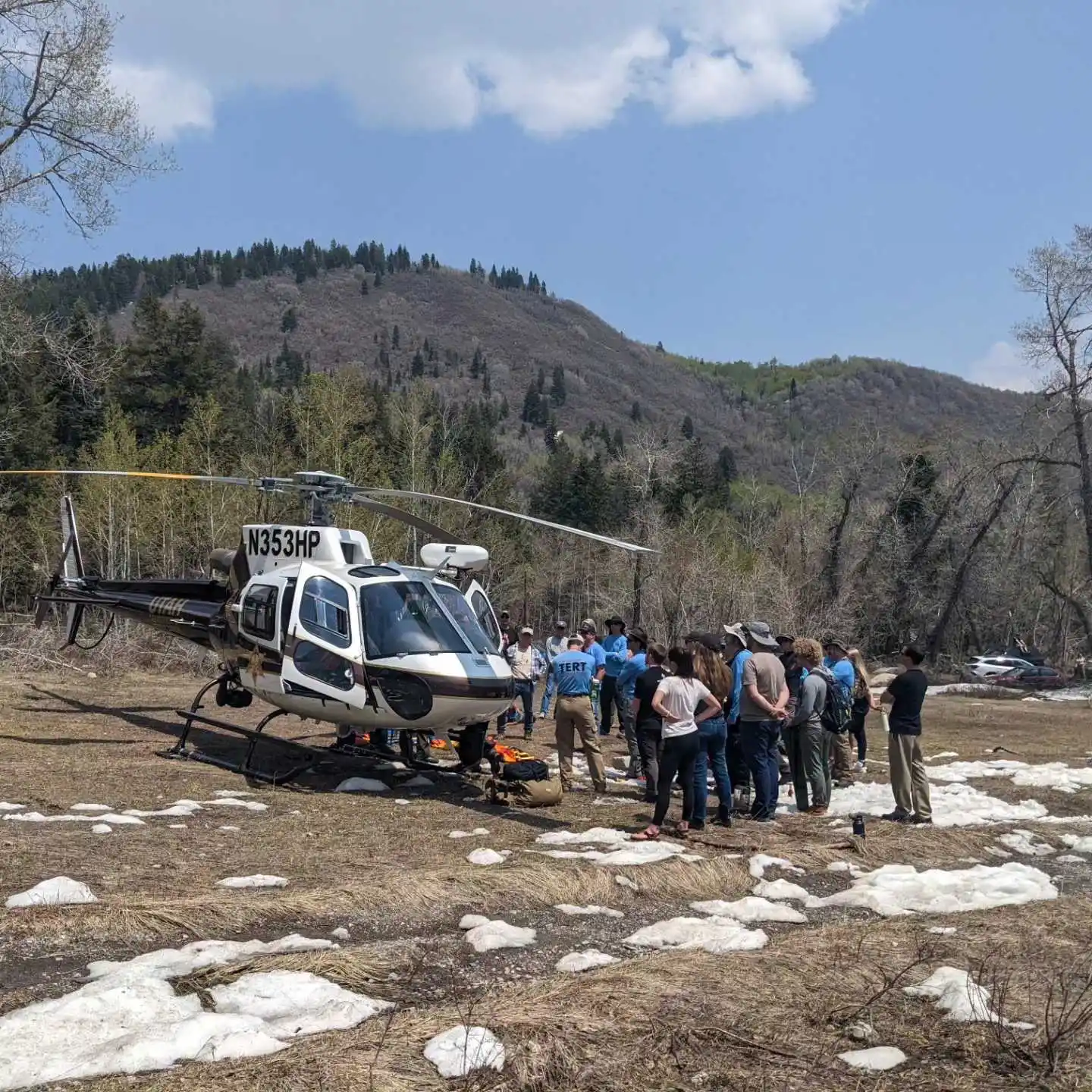 TERT members gather around the DPS helicopter