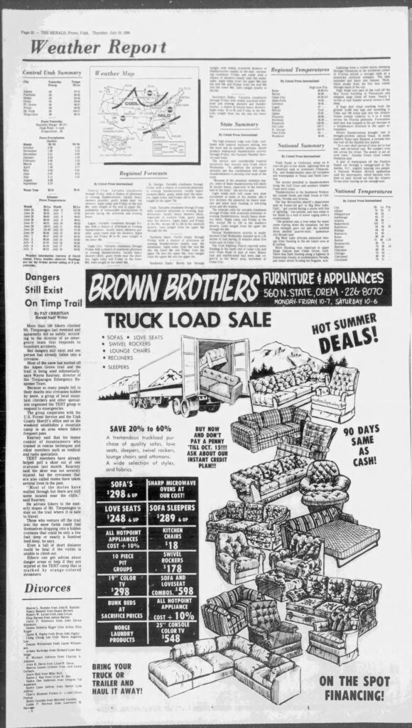 JPG of the front page of the Daily Herald from July 19 1984