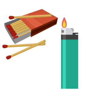 Icon shows matches and a lighter