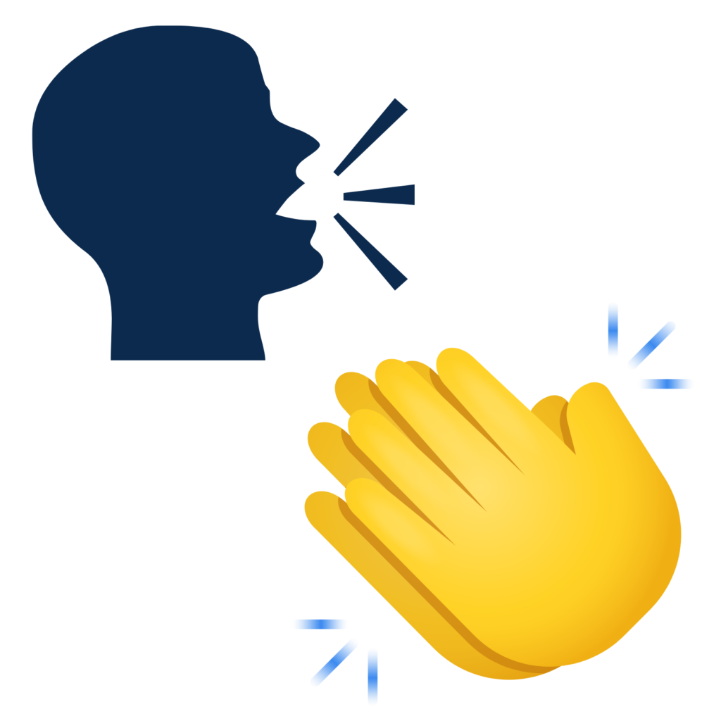 talking head emoji and clapping hands emoji