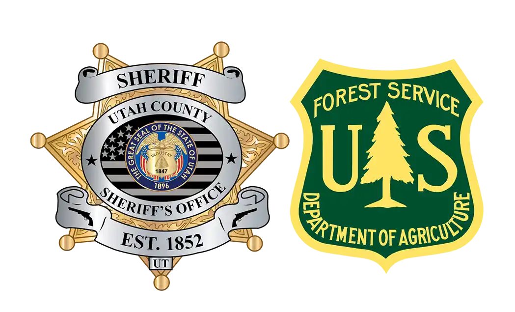 Sheriff's badge and US forest service log