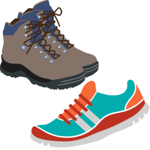 Icon shows hiking boots and trail running shoes